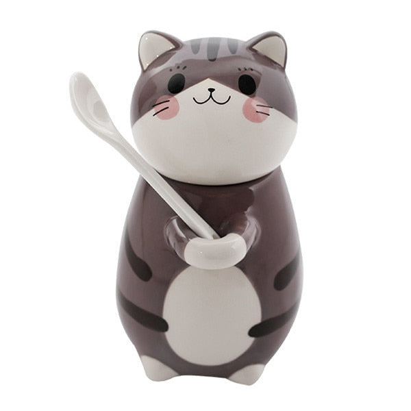 Niedliches Katzen-Keramik-Kaffeebecher-Set
