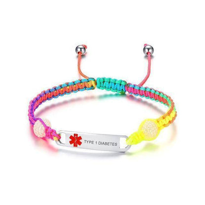 Buntes medizinisches Notfallarmband für Kinder mit Diabetes