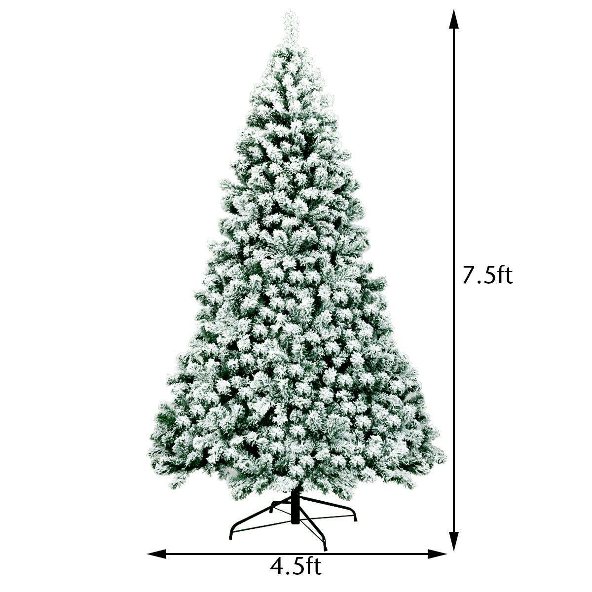 7.5Ft Pre-Lit Premium Snow Flocked Hinged Artificial Christmas Tree With 550 Lights - Until Times Up