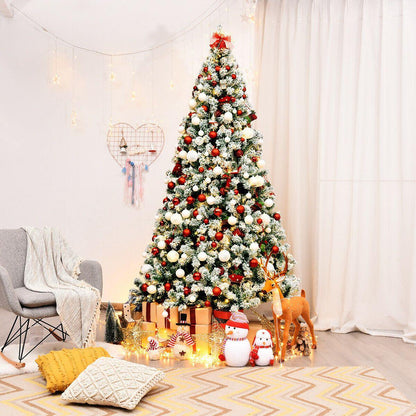 7.5Ft Pre-Lit Premium Snow Flocked Hinged Artificial Christmas Tree With 550 Lights - Until Times Up