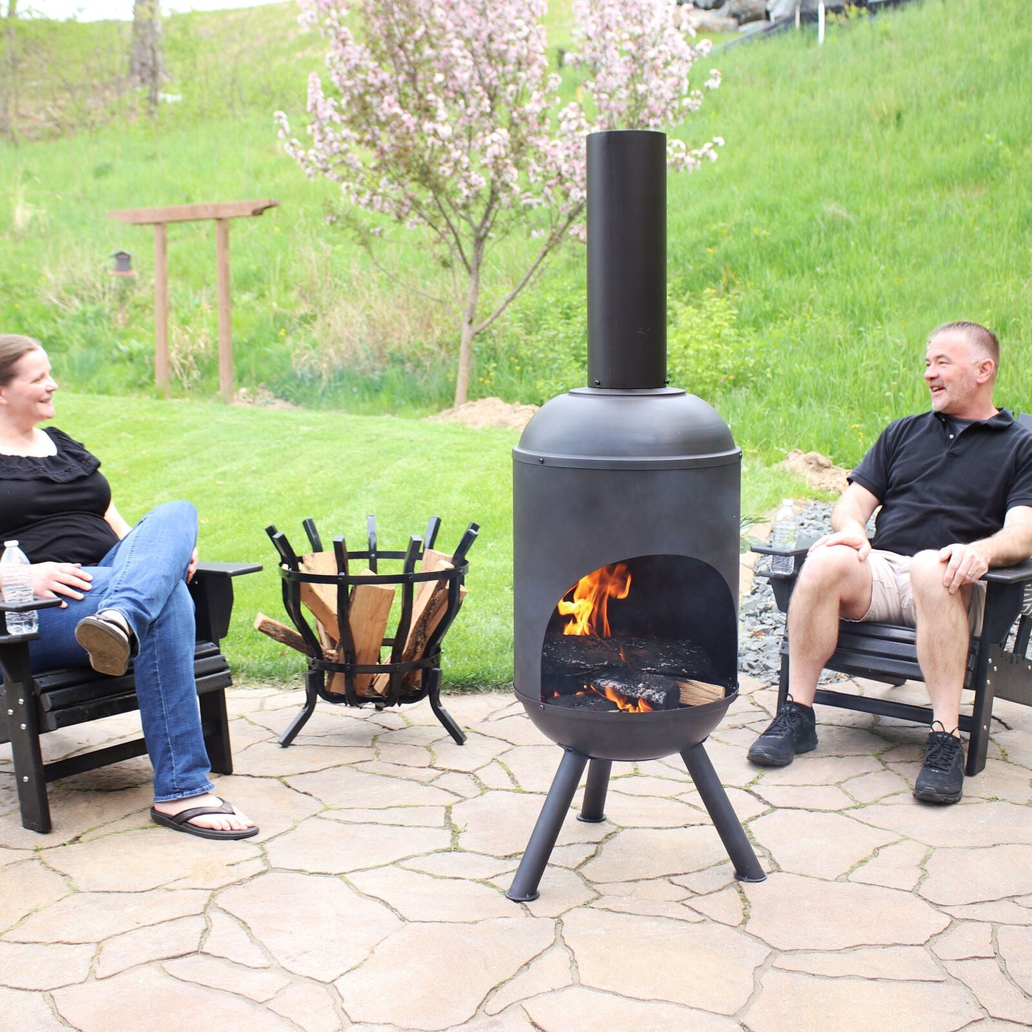 Large Metal Wood Burning Fire Pit Outdoor Heater