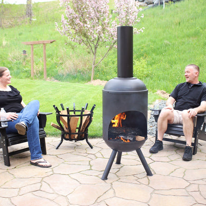 Large Metal Wood Burning Fire Pit Outdoor Heater
