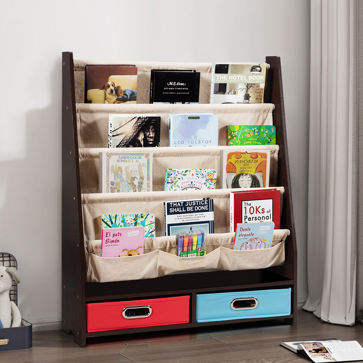 Childrens Storage Bookcase Toy Shelf Unit