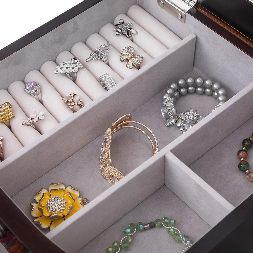 Tall Wooden Mirror Jewelry Storage Cabinet Organizer
