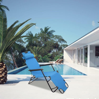 Sturdy Compact Folding Outdoor Beach Recliner Chair