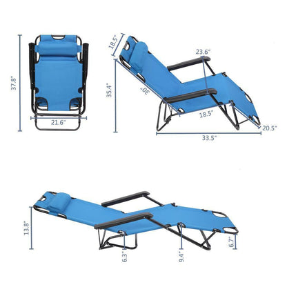 Sturdy Compact Folding Outdoor Beach Recliner Chair