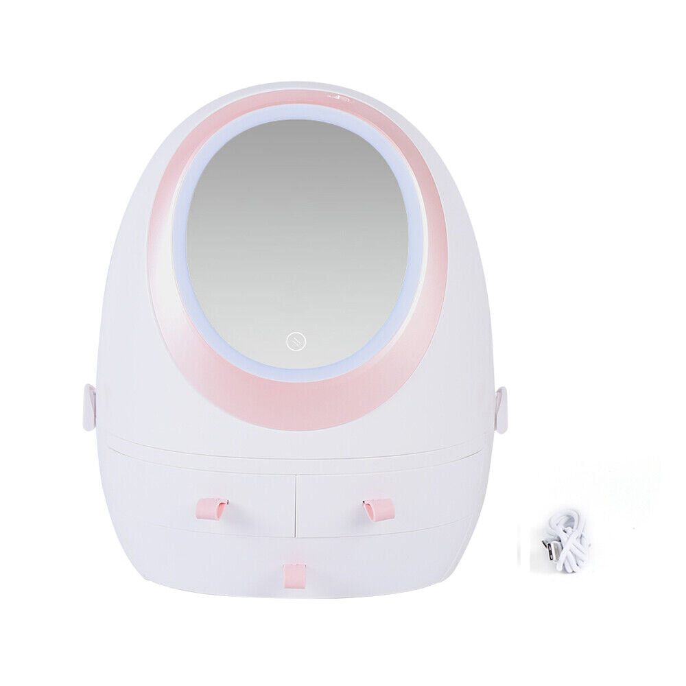 Travel Compact LED Makeup Mirror Organizer Case