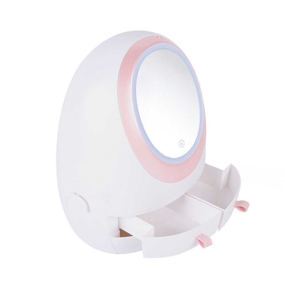Travel Compact LED Makeup Mirror Organizer Case