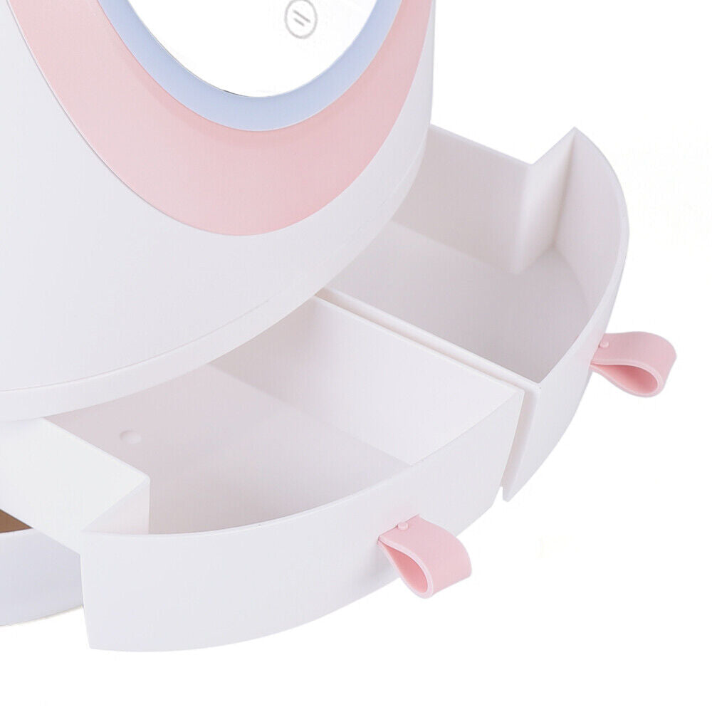 Travel Compact LED Makeup Mirror Organizer Case