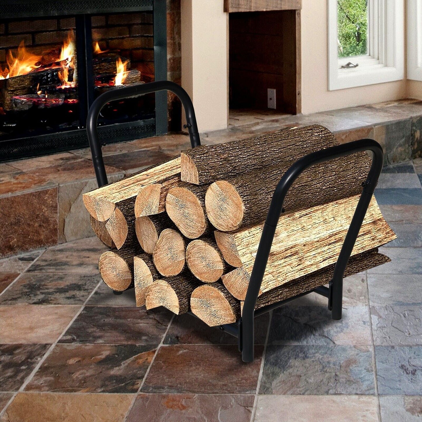 Durable Steel Firewood Log Storage Holder - Halri