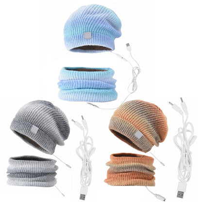 Warm Reversible USB Heated Beanie and Scarf Set