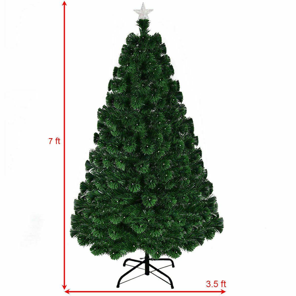 7' Pre-Lit Fiber Optic Artificial Christmas Tree w/ 280 LED Lights & Top Star - Until Times Up