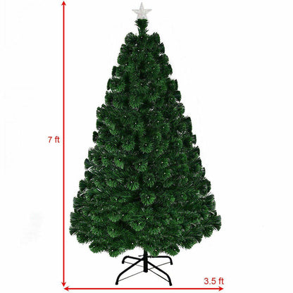 7' Pre-Lit Fiber Optic Artificial Christmas Tree w/ 280 LED Lights & Top Star - Until Times Up