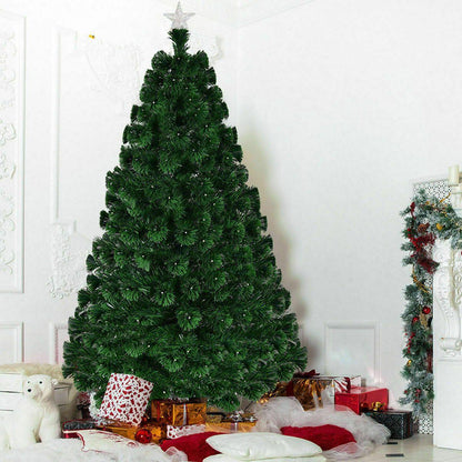 7' Pre-Lit Fiber Optic Artificial Christmas Tree w/ 280 LED Lights & Top Star - Until Times Up