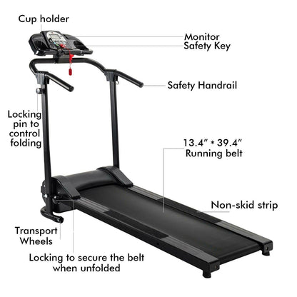 Folding Treadmill Electric Motorized Power Running Jogging Fitness Machine - Until Times Up