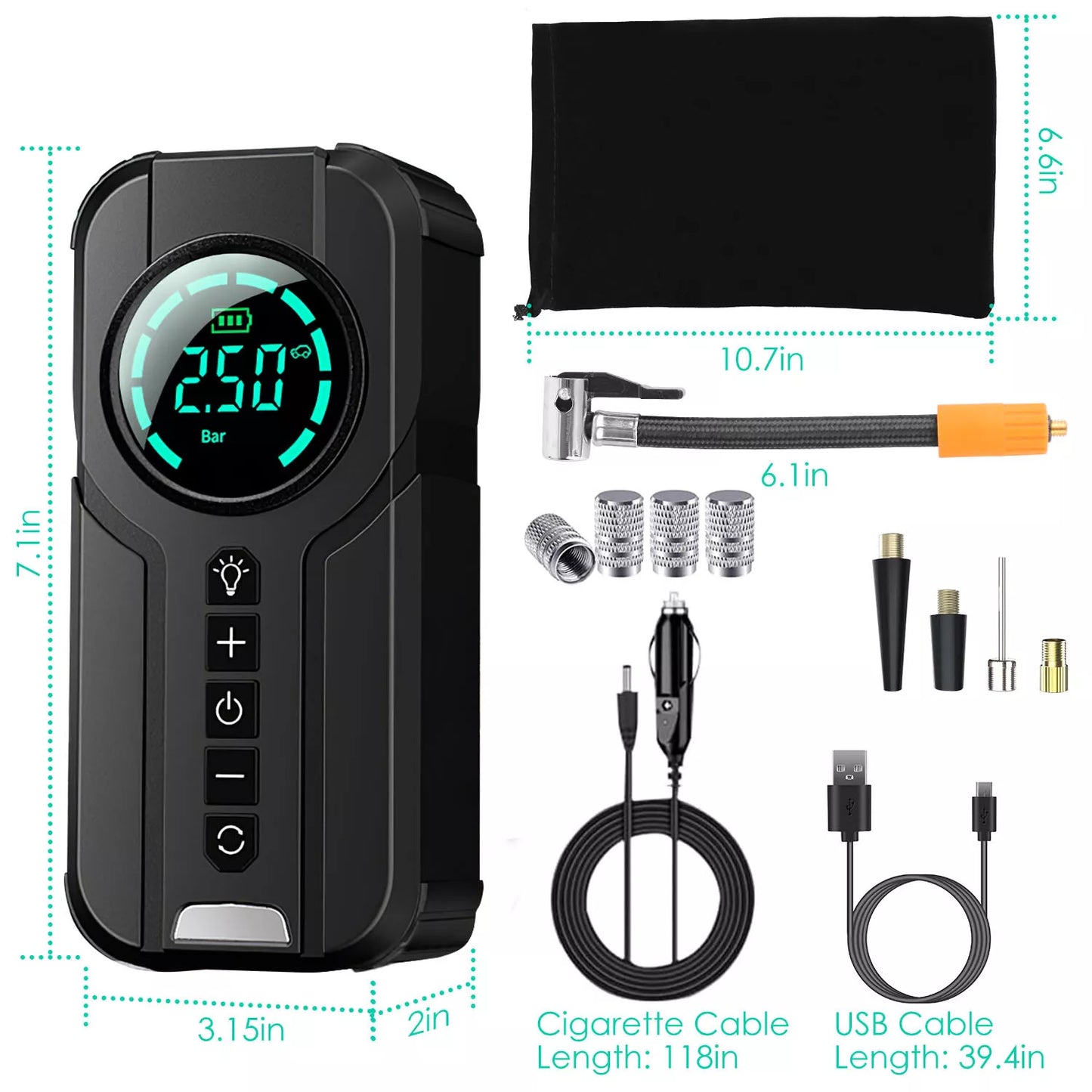 Compact Auto Tire Inflator Pump