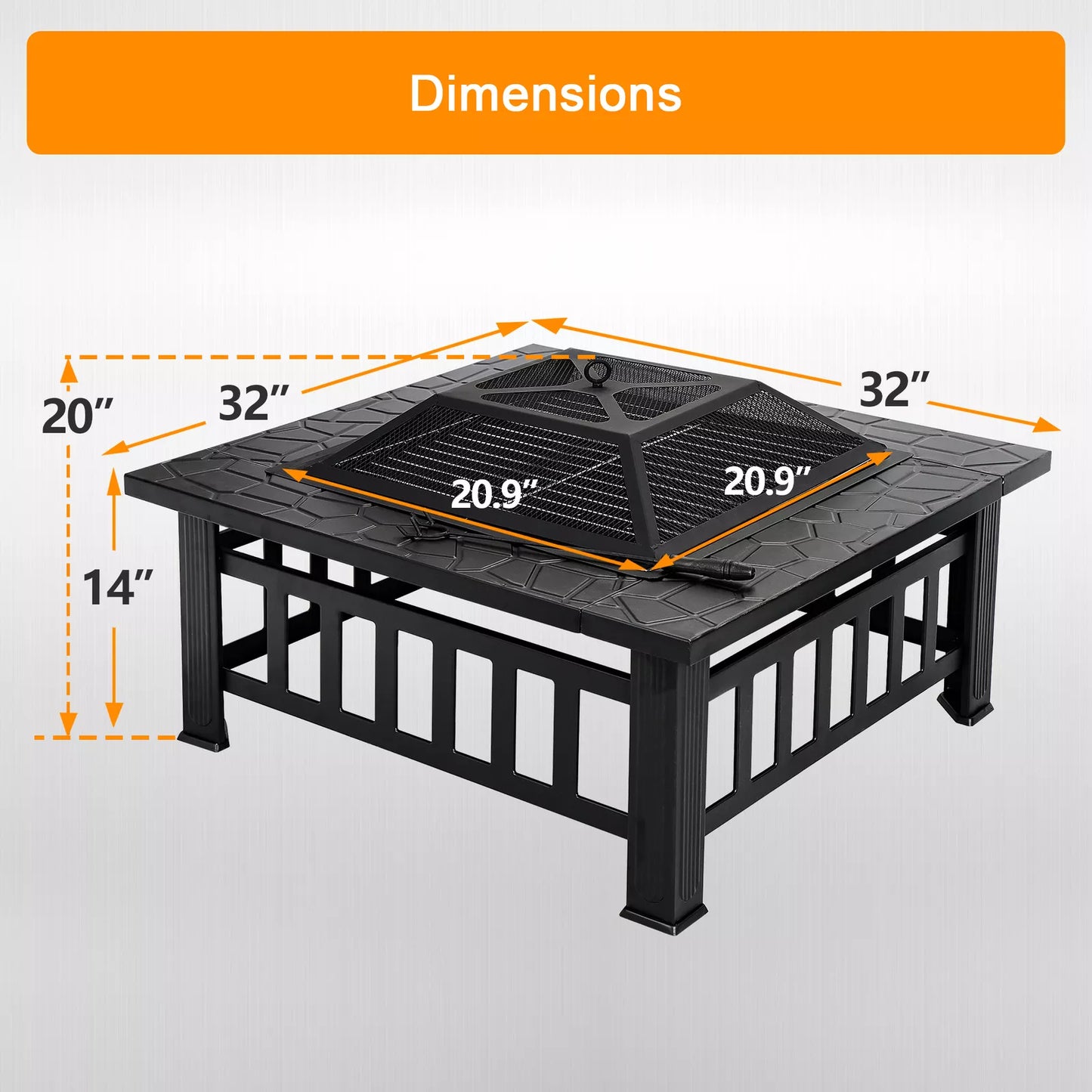 Outdoor Fire Pit Table with Lid and BBQ Grill