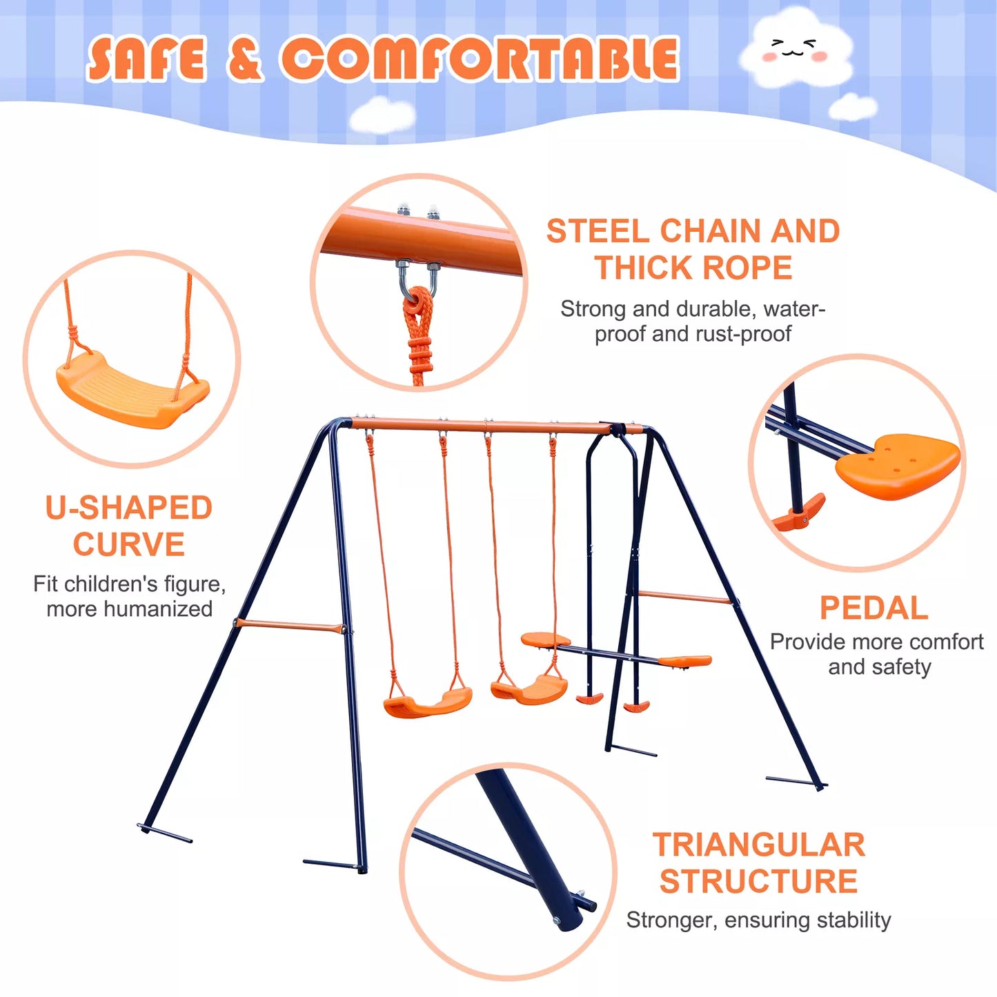 Durable Backyard Kids Swing Playset