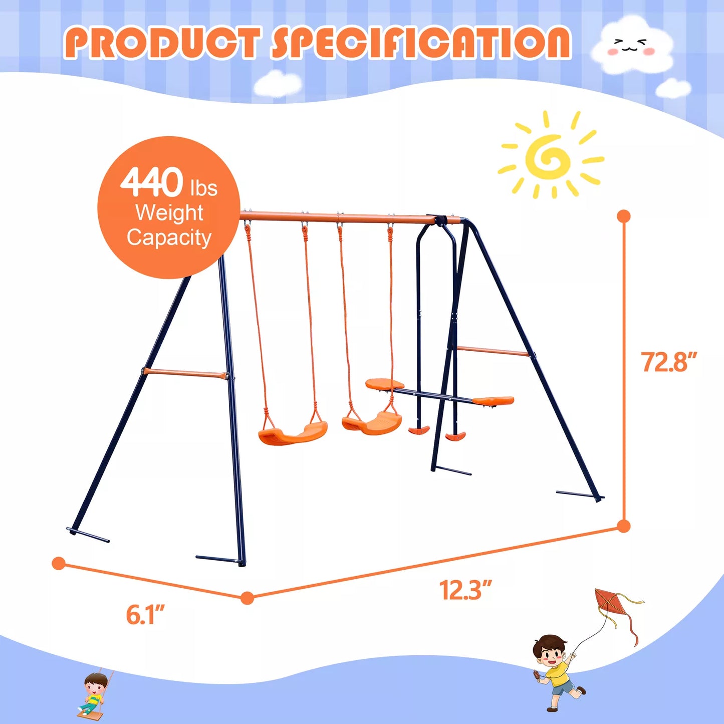 Durable Backyard Kids Swing Playset