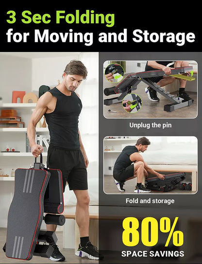 Foldable Fitness Bench Incline Decline Workout