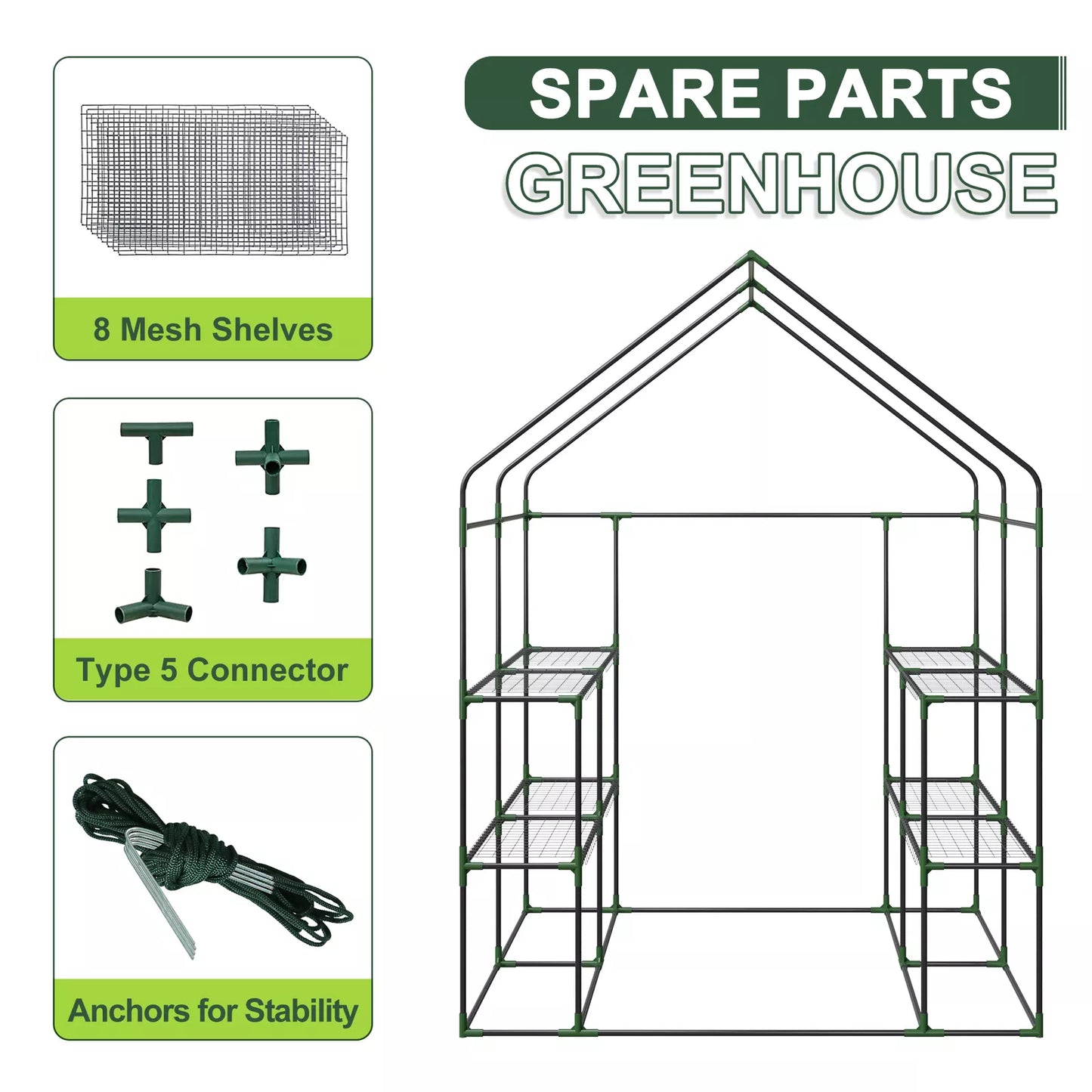 Large 8 Tier Collapsible Garden Greenhouse