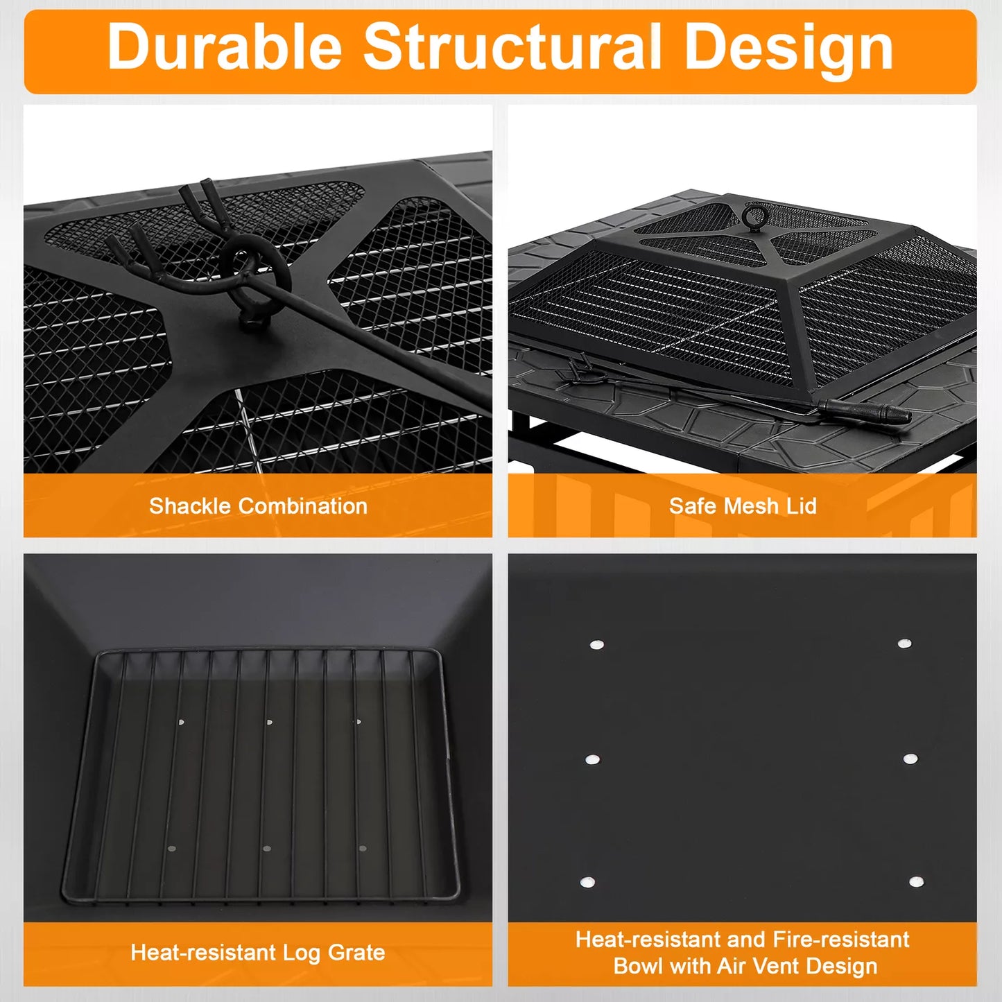 Outdoor Fire Pit Table with Lid and BBQ Grill
