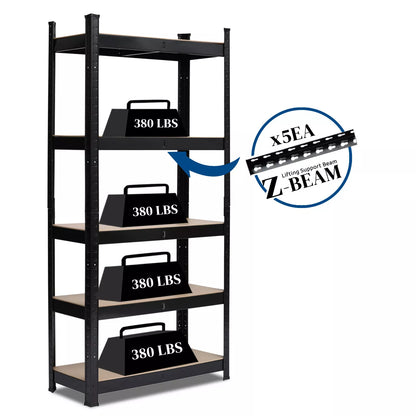 Space Saving 5-Level Garage Storage Shelves