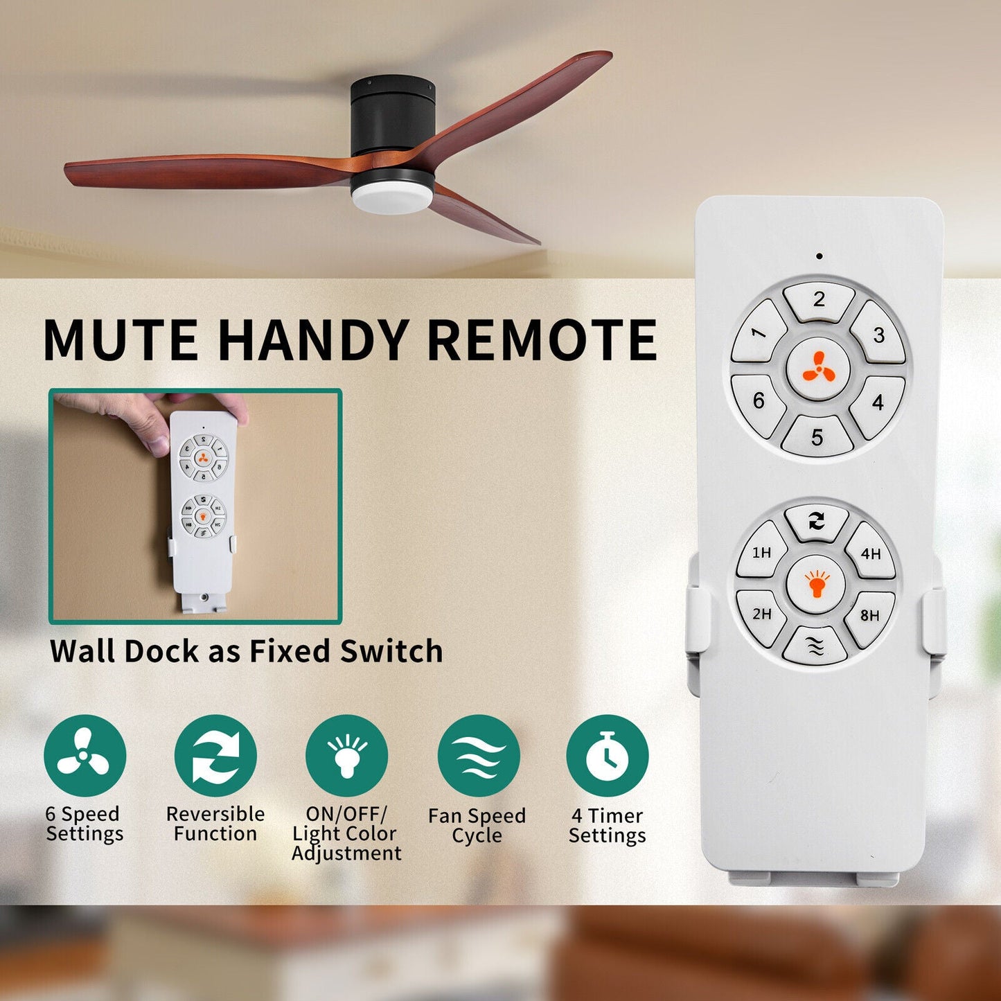 Wireless Remote Control Ceiling Fan Light