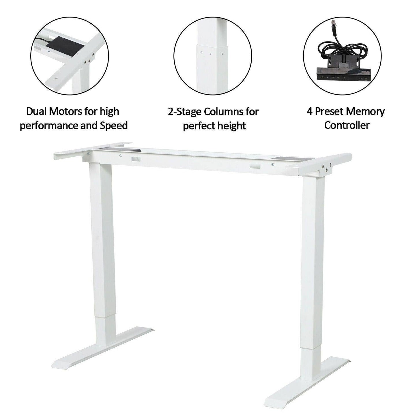 White FlexiDesk Electric Standing Desk Adjustable Height w/ Memory Store Control - Until Times Up
