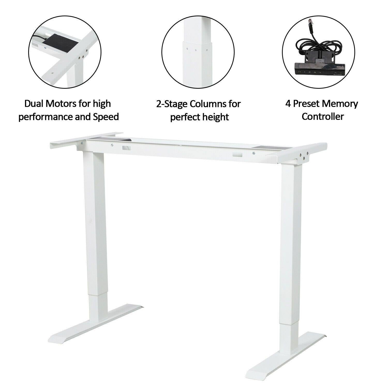 White FlexiDesk Electric Standing Desk Adjustable Height w/ Memory Store Control - Until Times Up