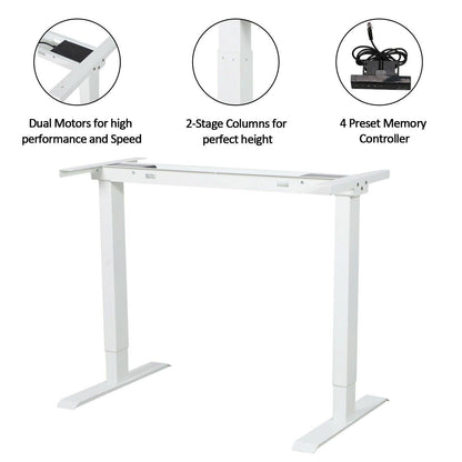White FlexiDesk Electric Standing Desk Adjustable Height w/ Memory Store Control - Until Times Up