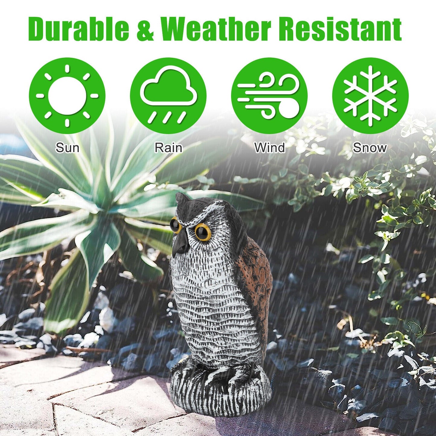 2 Pack Rotating Owl Decoy Bird Scarer