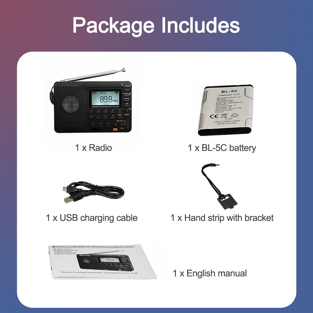Compact Portable AM FM Radio Speaker