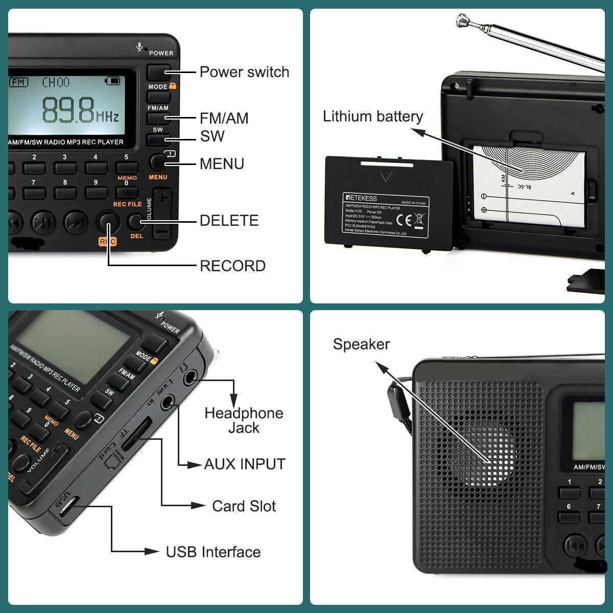 Compact Portable AM FM Radio Speaker