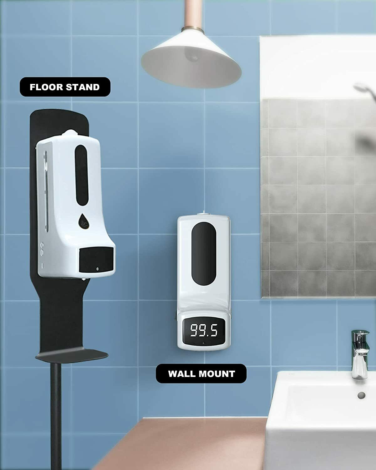 Contactless Hand Sanitizer Station with Thermometer and Stand
