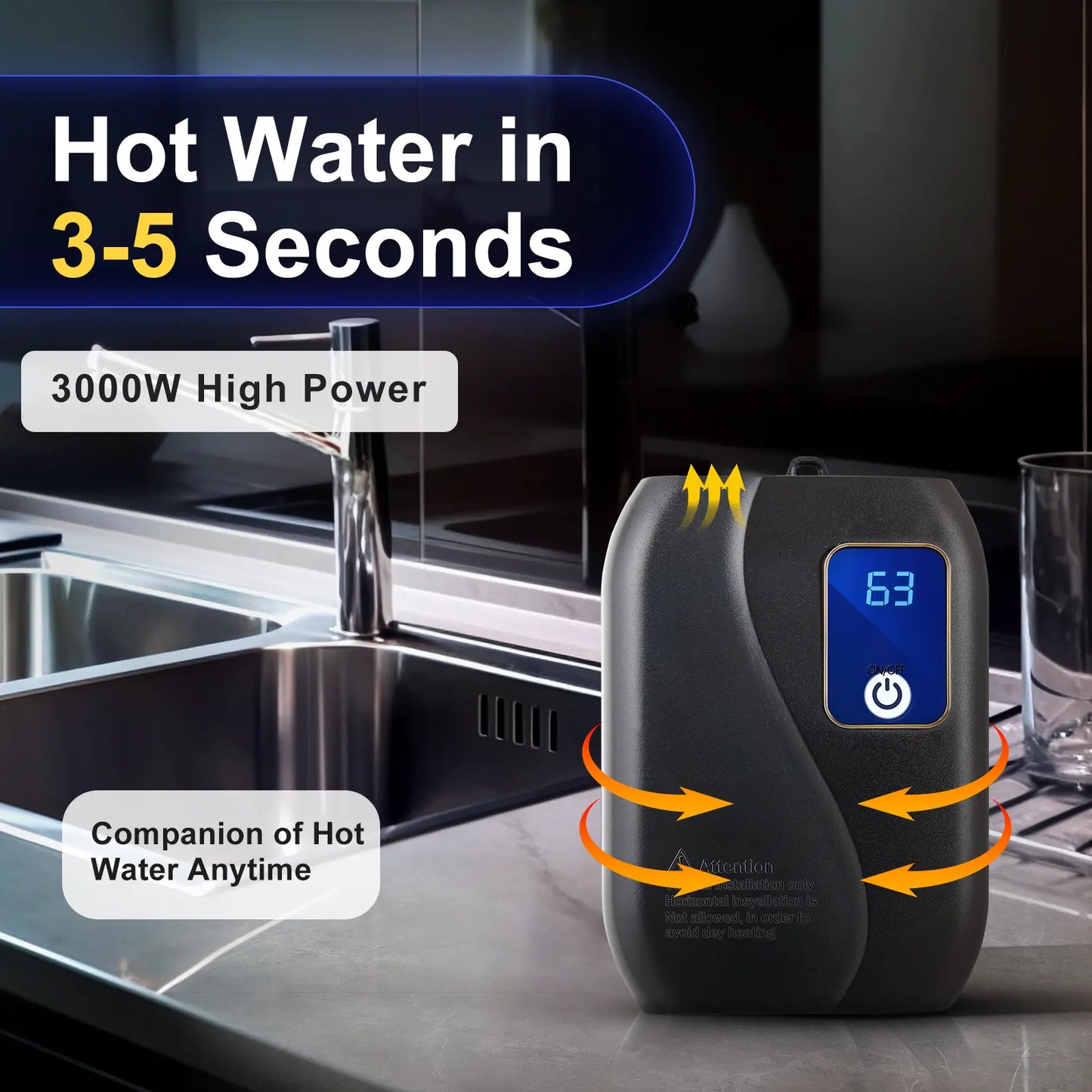 Compact Instant Hot Water Heater for Showers and Sinks