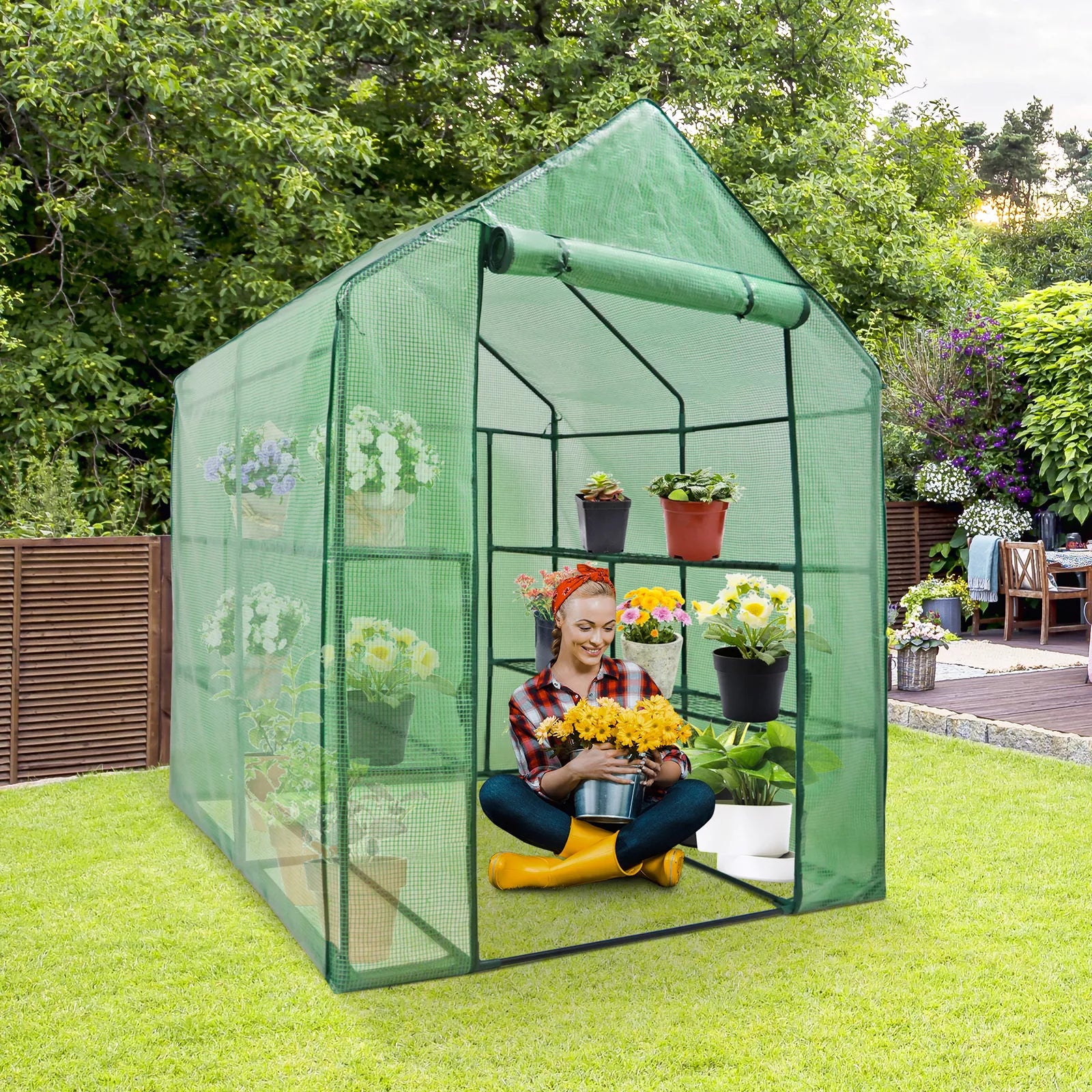 Large 8 Tier Collapsible Garden Greenhouse - Halri