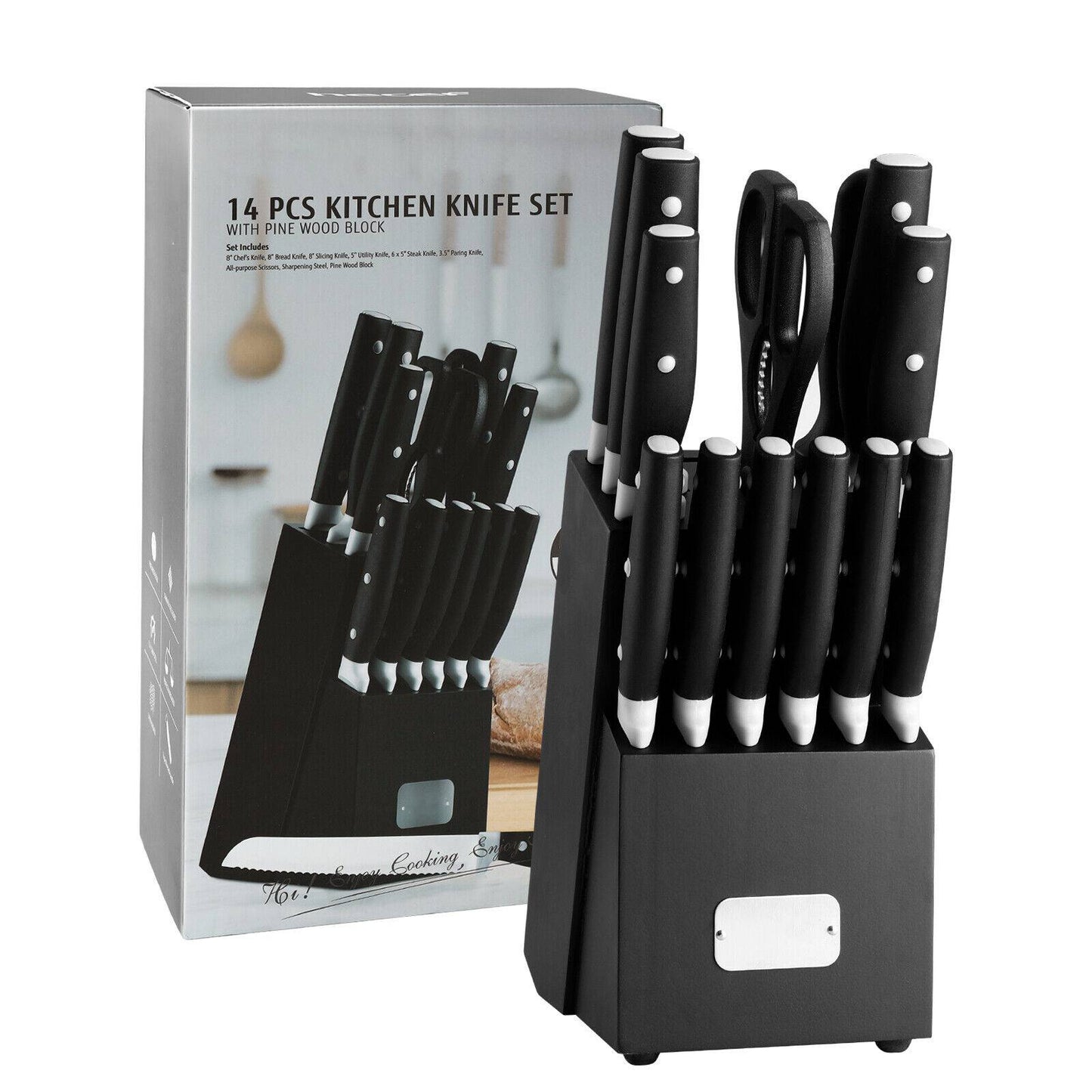 Compact Kitchen Knife Set with Sharpener