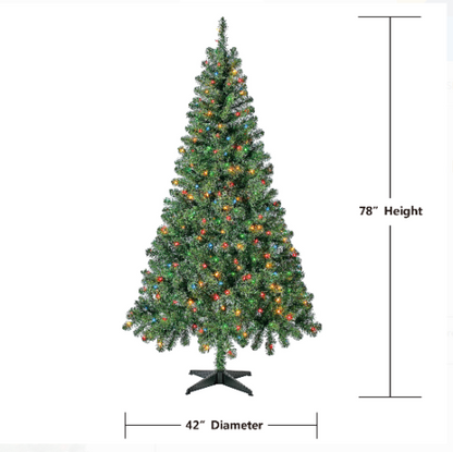 Christmas Tree 6.5 ft With 300 Pre-Strung Mini Lights, Stand Included - Until Times Up