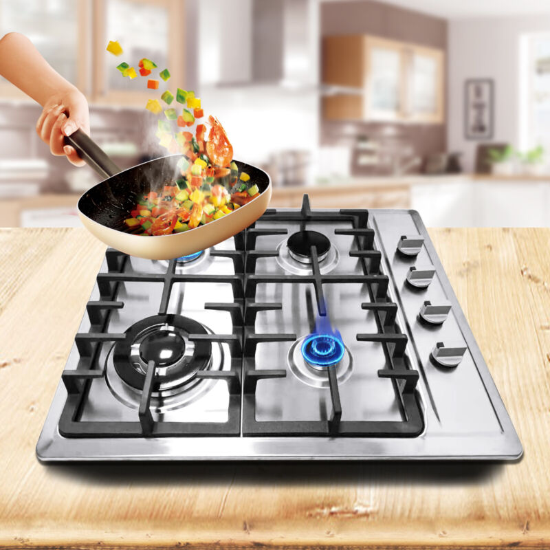 Large 4 Burner Gas Cooktop Stainless Steel Stove Top - Halri