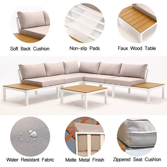 Durable Garden Patio Sofa Set with Cushions and Table