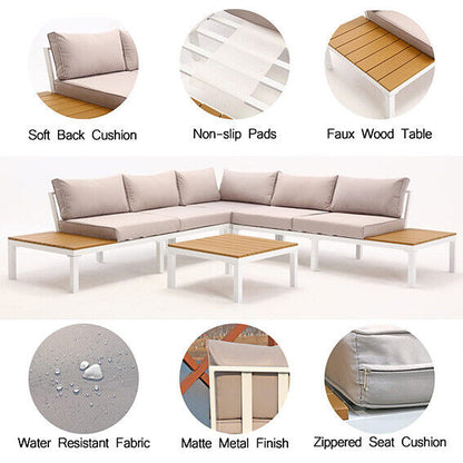 Durable Garden Patio Sofa Set with Cushions and Table
