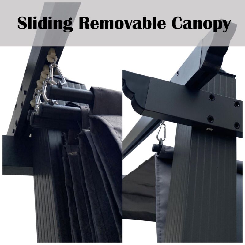 Large 13x10 Ft Metal Patio Pergola with Retractable Canopy