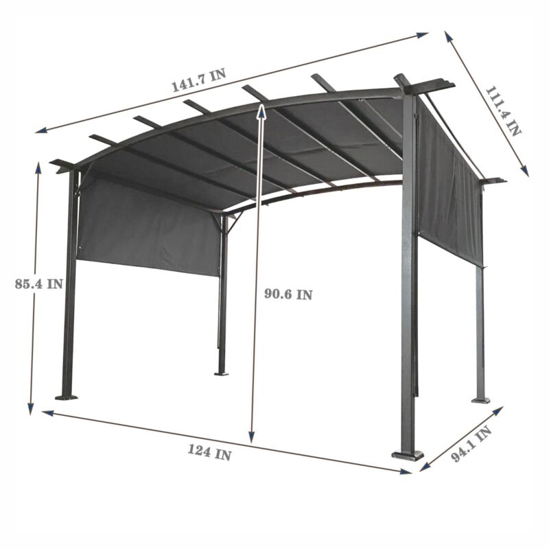 Large 12x9 Ft Outdoor Metal Gazebo Canopy Shade