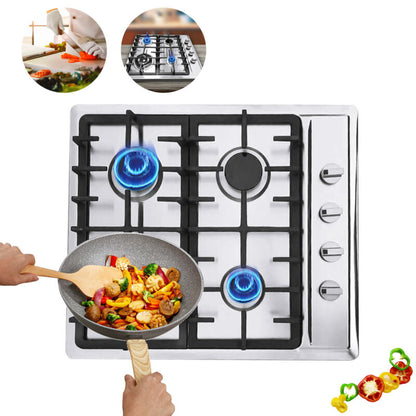 Large 4 Burner Gas Cooktop Stainless Steel Stove Top