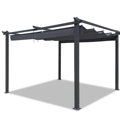 Large 13x10 Ft Metal Patio Pergola with Retractable Canopy
