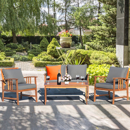 Comfortable 4pc Outdoor Wicker Patio Furniture Set