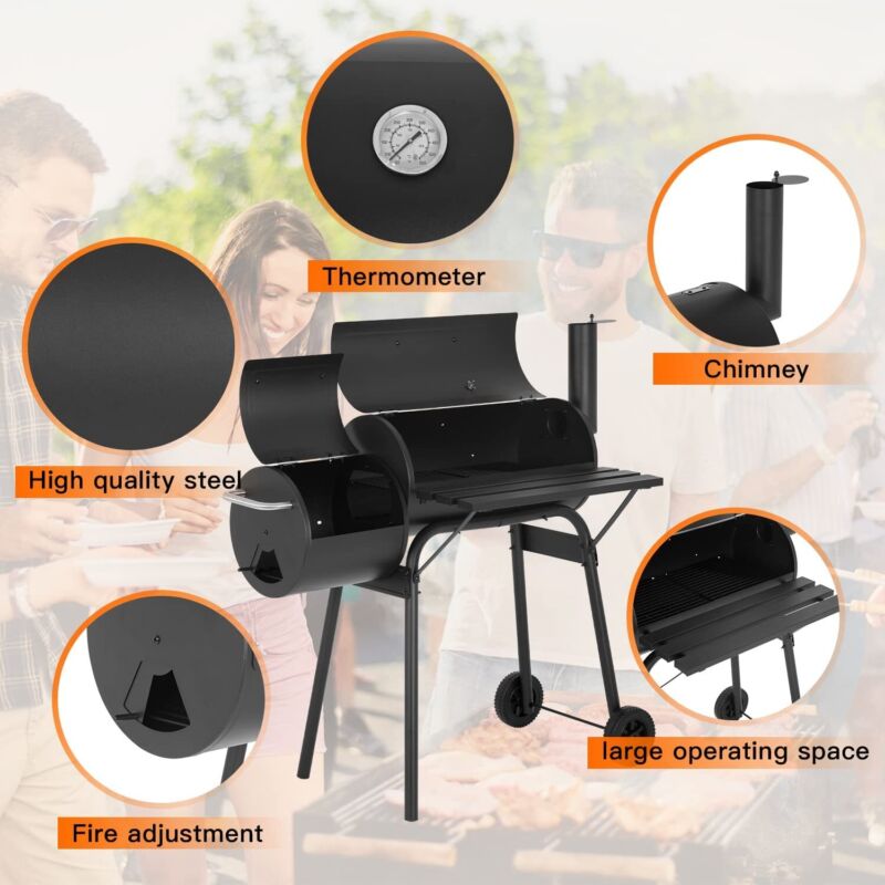 Large Outdoor Charcoal BBQ Grill Smoker Pit