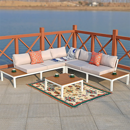 Durable Garden Patio Sofa Set with Cushions and Table