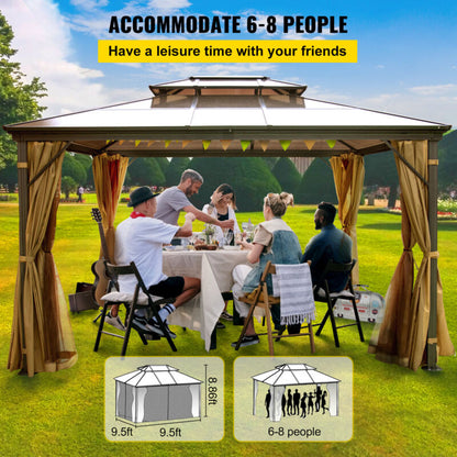 Durable 10x10 Gazebo Metal Frame with Netting and Drapes